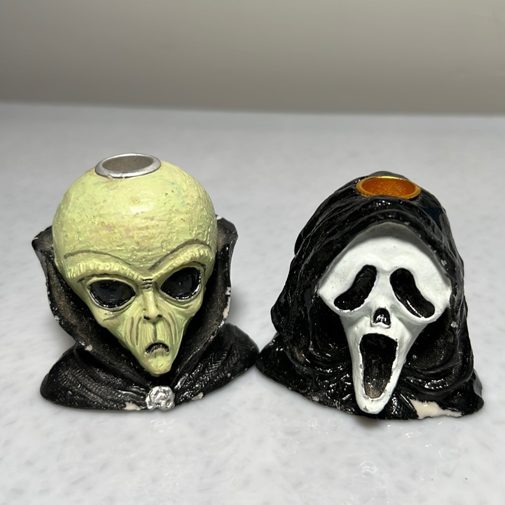 Vintage EU Resin Halloween Candle Holders Pair of 2
